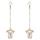 Trendy Irregular 18K Golden Earrings White Shell Rhinestones Ear Drop Earring for Women