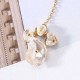 Trendy Irregular 18K Golden Earrings White Shell Rhinestones Ear Drop Earring for Women