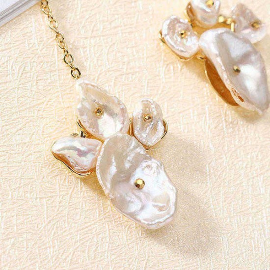 Trendy Irregular 18K Golden Earrings White Shell Rhinestones Ear Drop Earring for Women