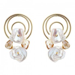 Trendy Irregular White Shell Earring Geometric 18K Gold Earrings for Women Gift