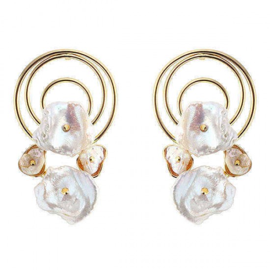 Trendy Irregular White Shell Earring Geometric 18K Gold Earrings for Women Gift