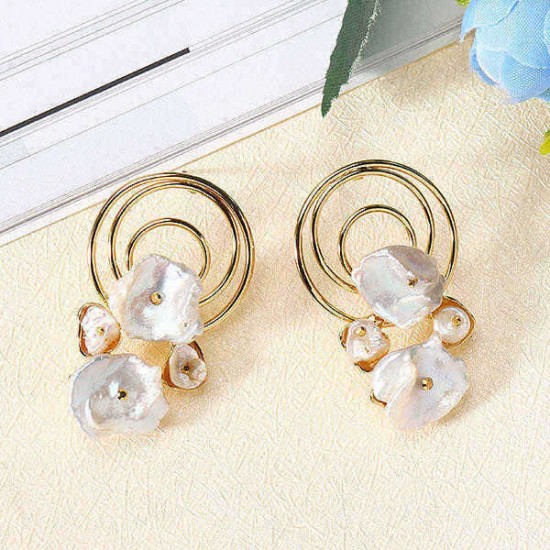 Trendy Irregular White Shell Earring Geometric 18K Gold Earrings for Women Gift