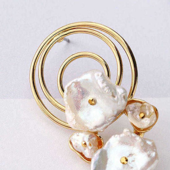 Trendy Irregular White Shell Earring Geometric 18K Gold Earrings for Women Gift