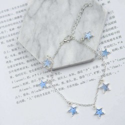 Trendy Luminous Blue Star Anklet Foot Chain Barefoot Sandal Beach Jewelry Bracelet Gift for Women