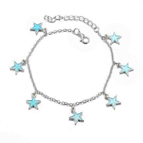 Trendy Luminous Blue Star Anklet Foot Chain Barefoot Sandal Beach Jewelry Bracelet Gift for Women