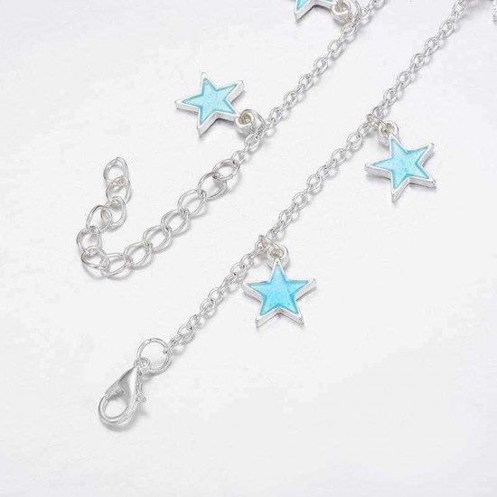 Trendy Luminous Blue Star Anklet Foot Chain Barefoot Sandal Beach Jewelry Bracelet Gift for Women