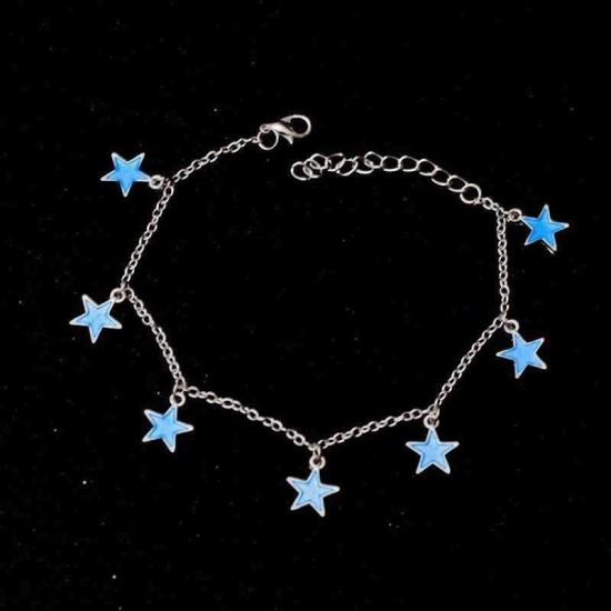 Trendy Luminous Blue Star Anklet Foot Chain Barefoot Sandal Beach Jewelry Bracelet Gift for Women