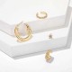 Trendy Moon Star Stud Earrings Kit Rhinestone Alloy Earring Set Women Jewelry