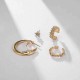 Trendy Moon Star Stud Earrings Kit Rhinestone Alloy Earring Set Women Jewelry