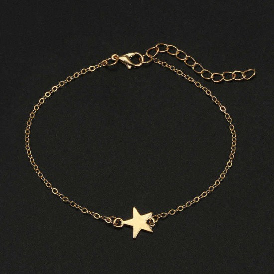 Trendy Multi-layer Anklet Moon Star Pearl Pendant Chain Anklet Bohemian Jewelry for Women