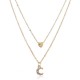 Trendy Multi-layer Necklace Gold Moon Peach Heart Pendant Chain Charm Necklace Retro Jewelry