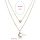 Trendy Multi-layer Necklace Gold Moon Peach Heart Pendant Chain Charm Necklace Retro Jewelry