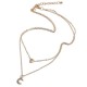 Trendy Multi-layer Necklace Gold Moon Peach Heart Pendant Chain Charm Necklace Retro Jewelry