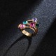 Trendy Multicolor Rhinestones Gold Plated Gift Party Women Ring