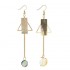 Trendy Natural Shell Crystal Asymmetric Geometry Earrings No Ear Pierced for Women