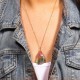 Trendy Natural Stone Gold Line Necklace Colorful Handmade Crystal Charm Necklace for Women