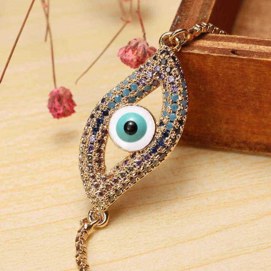 Trendy New Evil Eye Shape Adjustable Metal Zircon Bracelet Unisex Jewelry