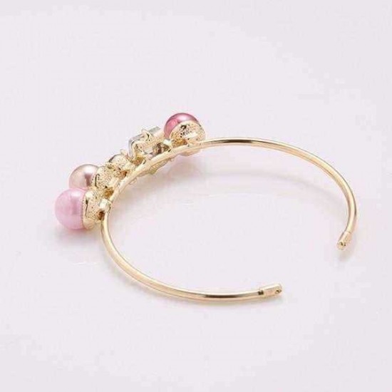 Trendy Open End Artificial Pearl Rhinestone Geometric Bracelets Gift for Women