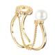 Trendy Open End Ring 18K Gold Plated Zirconia Round Pearl Ring for Women