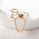 Trendy Open End Ring 18K Gold Plated Zirconia Round Pearl Ring for Women