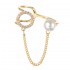 Trendy Open End Ring 18K Gold Plated Zirconia Round Pearl Ring for Women