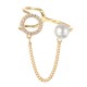 Trendy Open End Ring 18K Gold Plated Zirconia Round Pearl Ring for Women