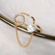 Trendy Open End Ring 18K Gold Plated Zirconia Round Pearl Ring for Women