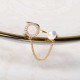 Trendy Open End Ring 18K Gold Plated Zirconia Round Pearl Ring for Women