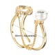 Trendy Open End Ring 18K Gold Plated Zirconia Round Pearl Ring for Women