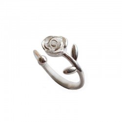 Trendy Open Finger Ring 925 Silver Rose leaves Plants Simple Adjustable Size Rings Jewelry for Women