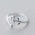 Trendy Open Finger Ring 925 Silver Rose leaves Plants Simple Adjustable Size Rings Jewelry for Women