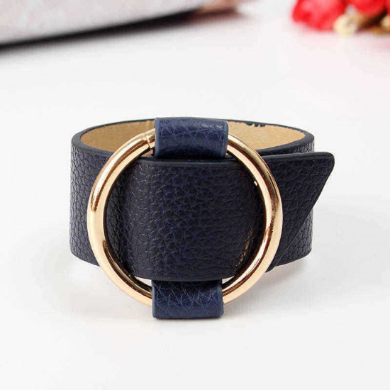 Trendy PU Leather Alloy Circle Bracelet For Women