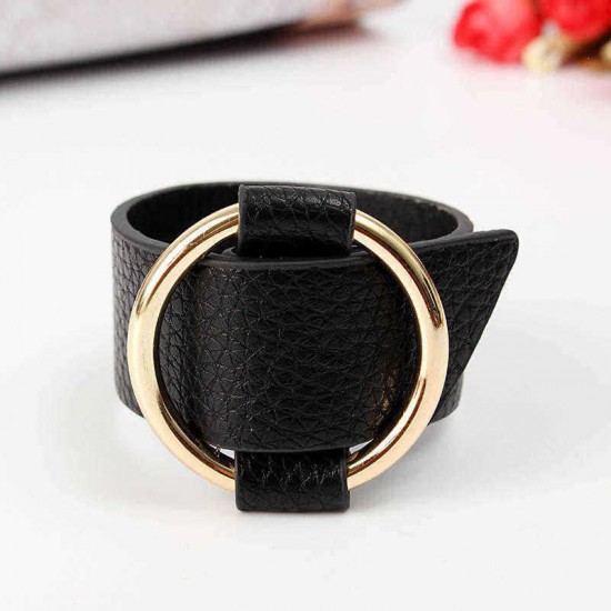 Trendy PU Leather Alloy Circle Bracelet For Women