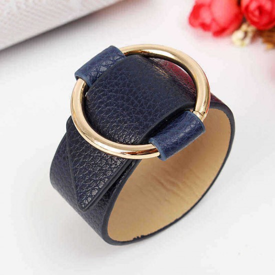 Trendy PU Leather Alloy Circle Bracelet For Women