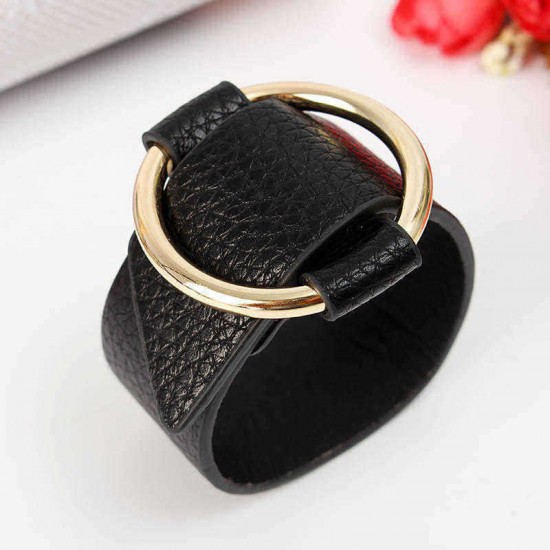 Trendy PU Leather Alloy Circle Bracelet For Women