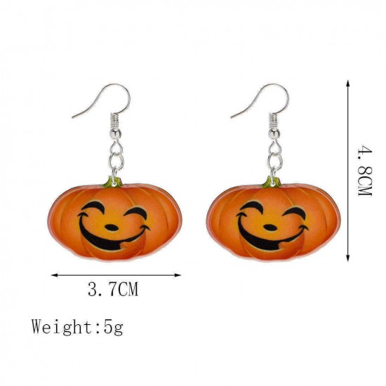 Trendy Pumpkin Smile Pendant Earrings Funny 3D Stereoscopic Halloween Resin Cartoon Earring