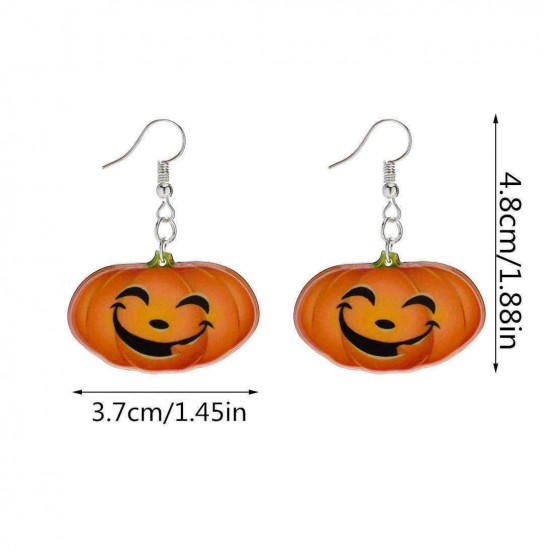 Trendy Pumpkin Smile Pendant Earrings Funny 3D Stereoscopic Halloween Resin Cartoon Earring