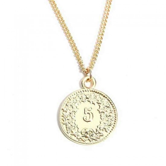 Trendy Queen Head Coin Necklace Gold Pendant Clavicle Necklace For Women