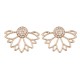 Trendy Rhinestone Earring Hollow Lotus Double Side Ear Stud for Women