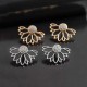 Trendy Rhinestone Earring Hollow Lotus Double Side Ear Stud for Women