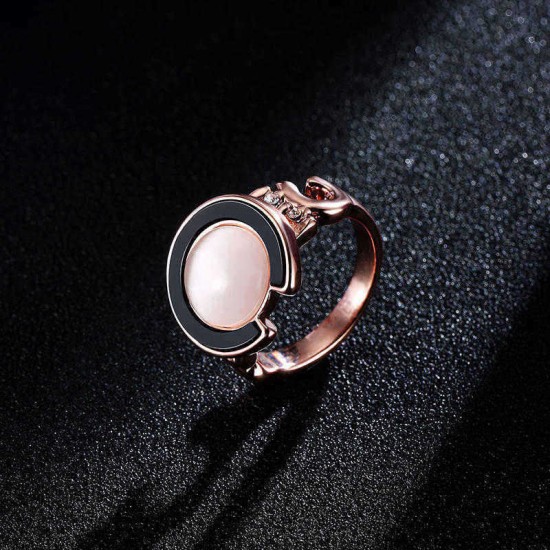 Trendy Rose Gold Engagement Ring Circle Shape Opal Ring Cothing Accessories