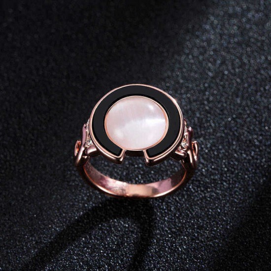 Trendy Rose Gold Engagement Ring Circle Shape Opal Ring Cothing Accessories