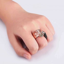 Trendy Rose Gold Plated Crystal Tassels Women Finger Rings