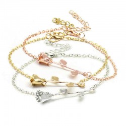 Trendy Rose Gold Silver Plated Flower Chain Bracelets for Women