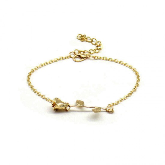 Trendy Rose Gold Silver Plated Flower Chain Bracelets for Women