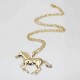 Trendy Silver Gold Color Horse Pendant Necklace Sweater Chain for Women