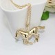 Trendy Silver Gold Color Horse Pendant Necklace Sweater Chain for Women