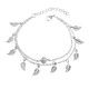 Trendy Silver Gold Color Leaf Pendant Anklet Double Layer Ball Charm Bracelet