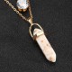 Trendy Six Corners Natural Stone Pendant Gold Alloy High Grade Zircon Separable Necklace for Women