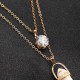 Trendy Six Corners Natural Stone Pendant Gold Alloy High Grade Zircon Separable Necklace for Women